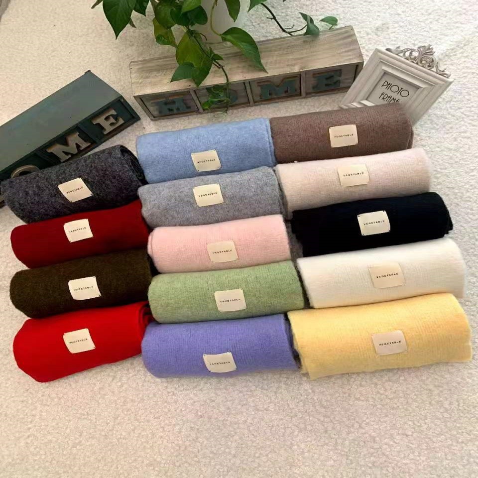 甜蜜的浪漫主义~深蓝浅蓝*糖果色纯色针织围巾保暖围脖韩版学生