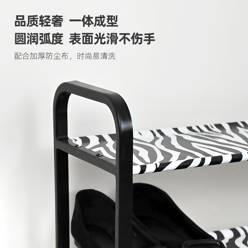 Plástico multifuncional almacenamiento de doble capa de hierro forjado dormitorio rack puerta multicapa montaje zapato estante ahorro de espacio Specification image
