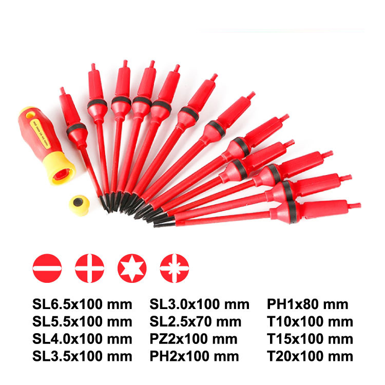 Customized cross-head screwdriver tools for household electricians, VDE screwdriver sets, and magnetic insulated screwdrivers from the manufacturer Specification image