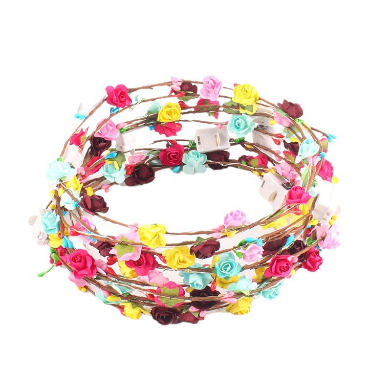 Ten-lamp seven-color luminous wreath headwear, headband, led light, children's princess feather, rabbit ears, golden thread flashing wreath Item Picture