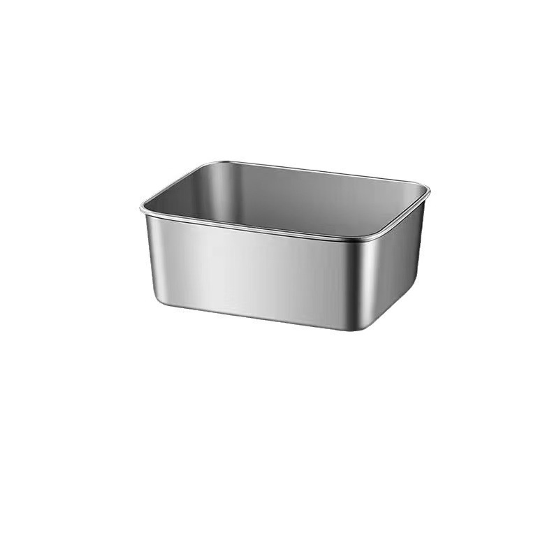 Stainless steel food storage box, food-grade stall square plate, picnic box, multi-purpose box, compartments for fruit storage, refrigerator with lid Item Picture