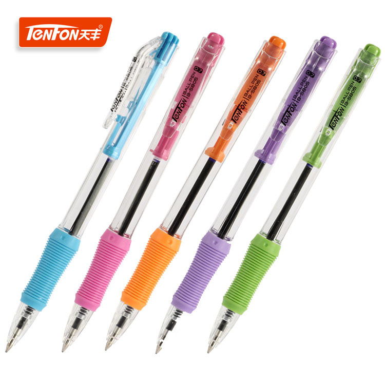 Transparent rod press ballpoint pen simple side-jumping office advertising promotion gift pen 5805 foreign trade ballpoint pen full figure