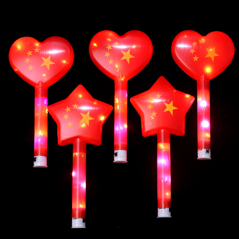 Red Flag glow sticks, flashing Five-Star Red Flag support sticks, children's stage toys for National Day, sports meeting props details Picture