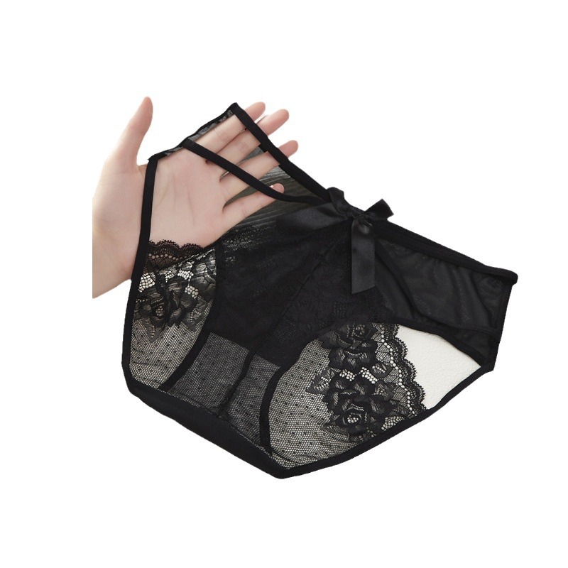 Fashionable bestseller black small-sized comfortable series women's lace underwear with hollowed-out high-elastic low-waist underwear for women Item Picture