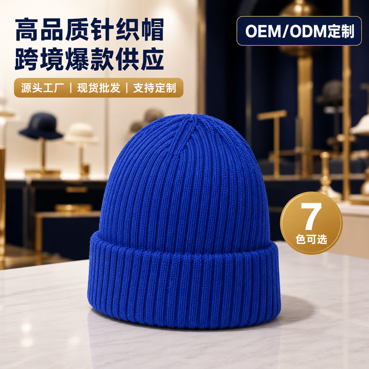 New solid-color, versatile woolen cap for autumn and winter, a fashionable cold cap for European and American export, warm, high-quality, rolled-up, trendy knitted cap