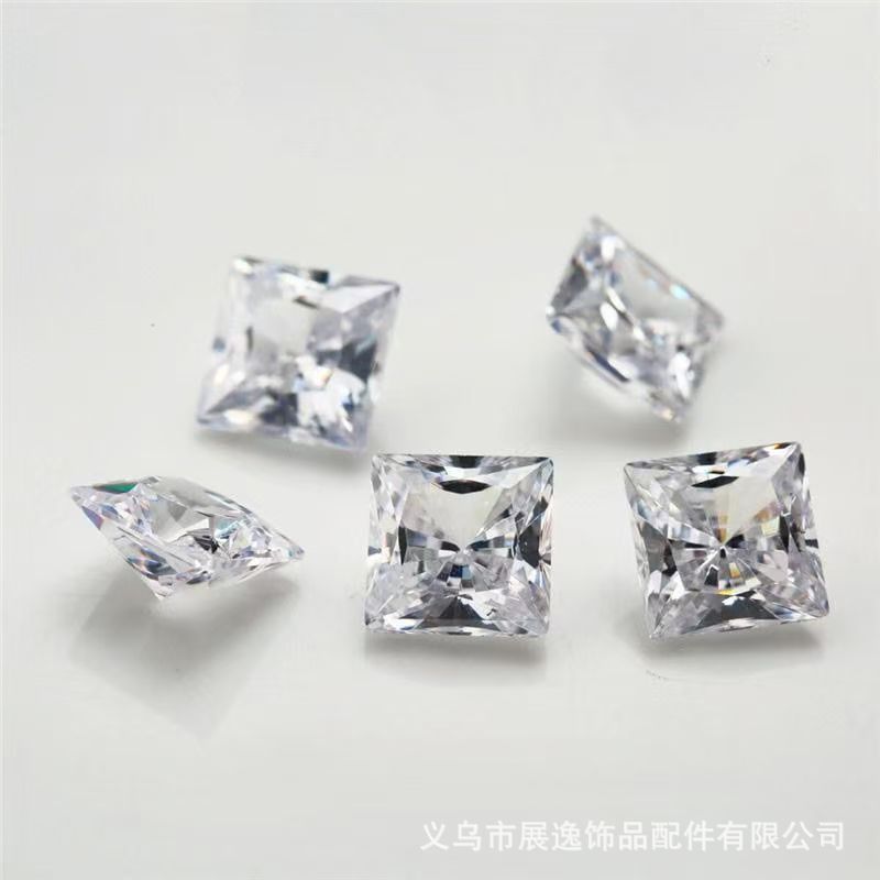 爆款直角正方形透明白色合成锆石裸石 方形饰品配饰厂家批发