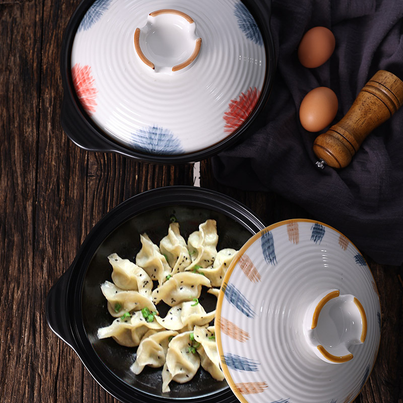 Ceramic hotel and restaurant gas stove special fish head pot clay pot commercial small flat bottom high-temperature resistant 煲仔饭 shallow pot Specification image