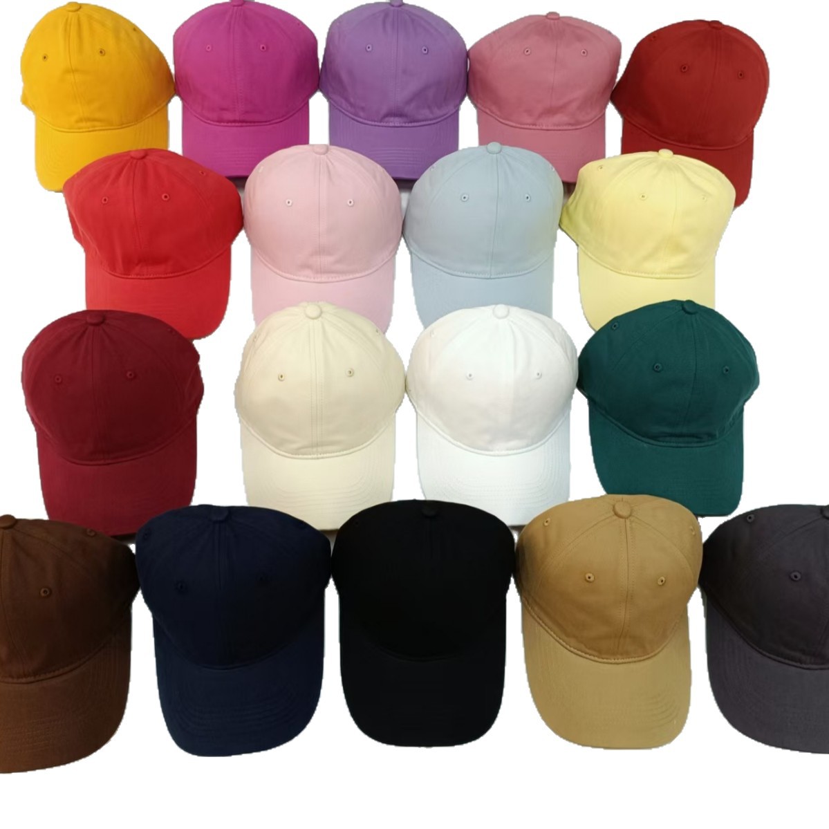 Wholesale of pure cotton candy-colored baseball caps, women's soft-top caps, wide-brimmed large-necked baseball caps, and men's sun protection and shade caps Item Picture