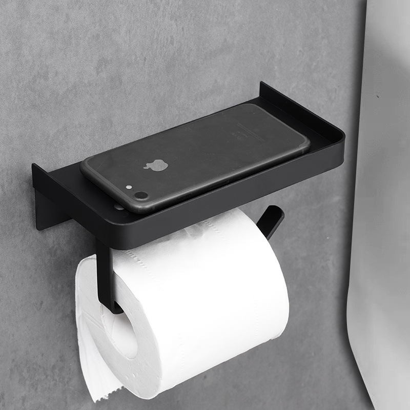 Stainless steel toilet hand rest frame without drilling, toilet tray, toilet paper roll rack, public place tissue paper rack, storage rack Application Scenario