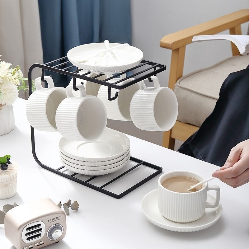 Factory direct sales of Nordic minimalist ceramic cups with gold edges, high-end and light luxury Arabian and Middle Eastern cups and plates, electroplated cups and plates sets pic 3
