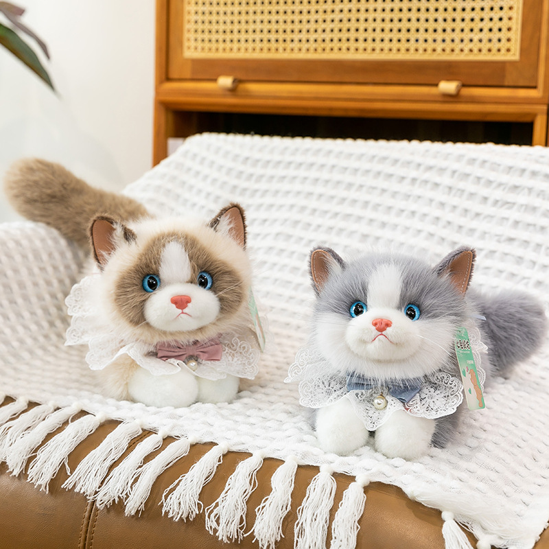 The faux lace scarf can be called a stuffed cat plush toy. It's a birthday gift for your best friend and a heartwarming home decoration