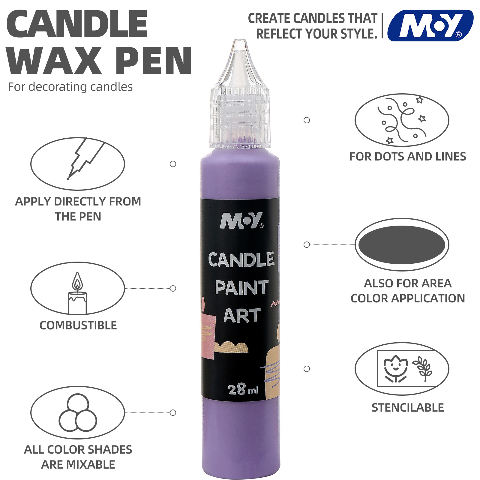 Candle paintbrush special paint, children's DIY aromatherapy, washable, smokeless, flammable, 3D outlining and coloring, party decoration details Picture