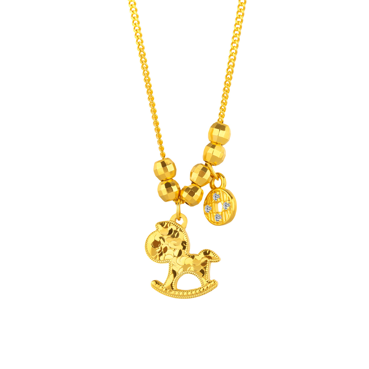 Get rich soon! s925 pure silver crushed ice Wooden Horse necklace for women to attract wealth, a niche, high-end, fashionable and exquisite collarbone chain Item Picture