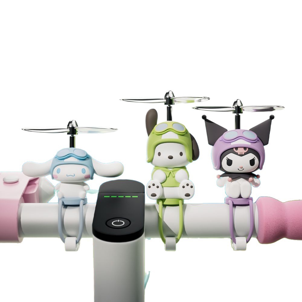 Sanrio Bamboo Dragonfly series electric bike three-dimensional figurines, Kulomi big-eared Dog Pacha Dog cute and adorable dolls Item Picture
