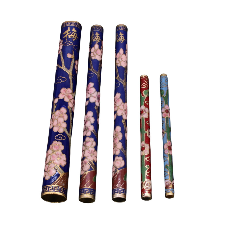 Beijing Cloisonne classical Culture Ethnic style writing brush decorative accessories copper base mechanism enamel writing brush shaft Item Picture