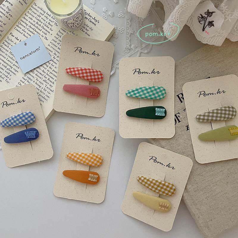 Han edition sweet cloth grid levels clip children's hand for candy color joker baby broken hair clip hairpin of girl