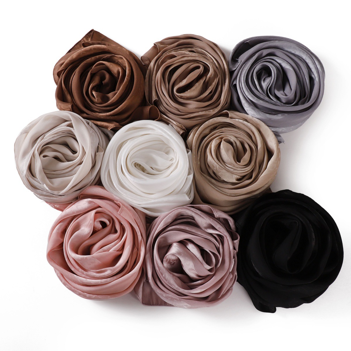 European and American trend monochrome leopard print jacquard wide striped long scarf shawl Satin silk-like smooth women's scarf and headscarf Item Picture