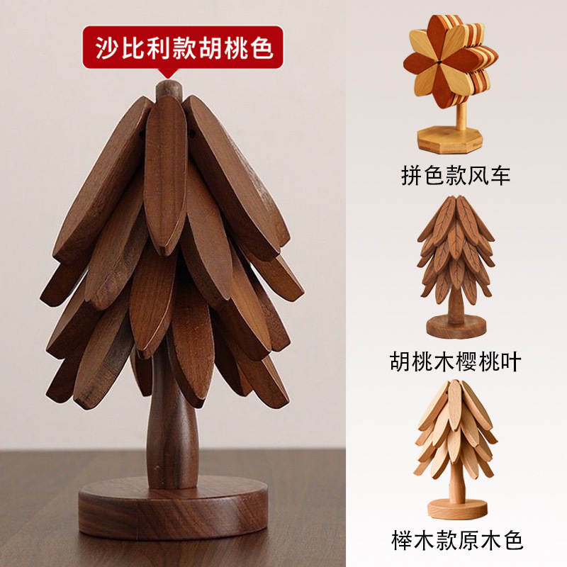 木质工艺品摆件一棵树隔热餐桌垫高级简约感防热家用木质杯垫批发