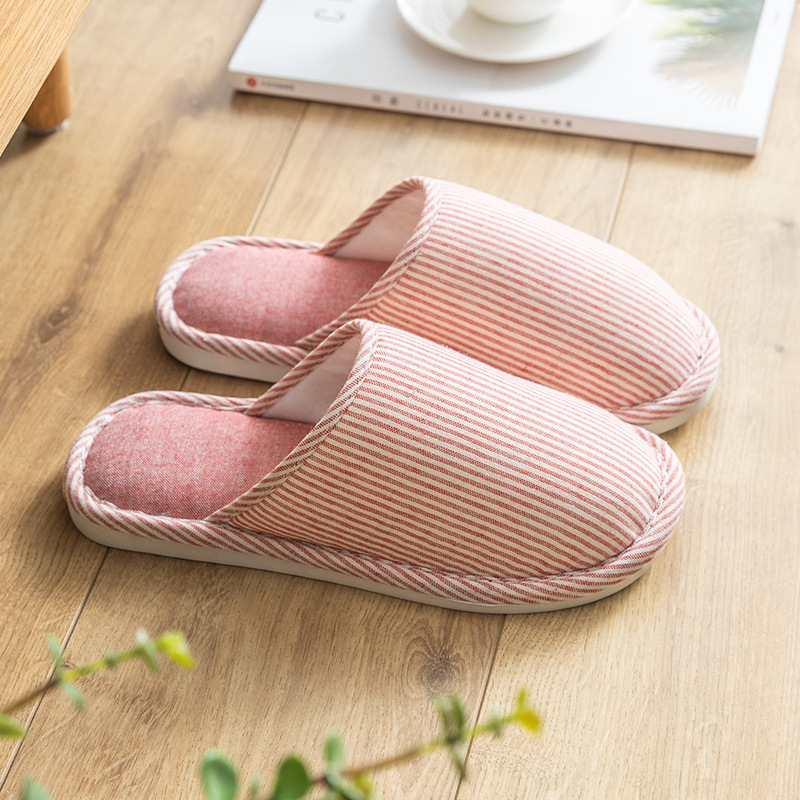 Spring and autumn cotton slippers, four seasons and winter women's indoor cotton and linen anti-slip linen home couple wholesale cotton slippers