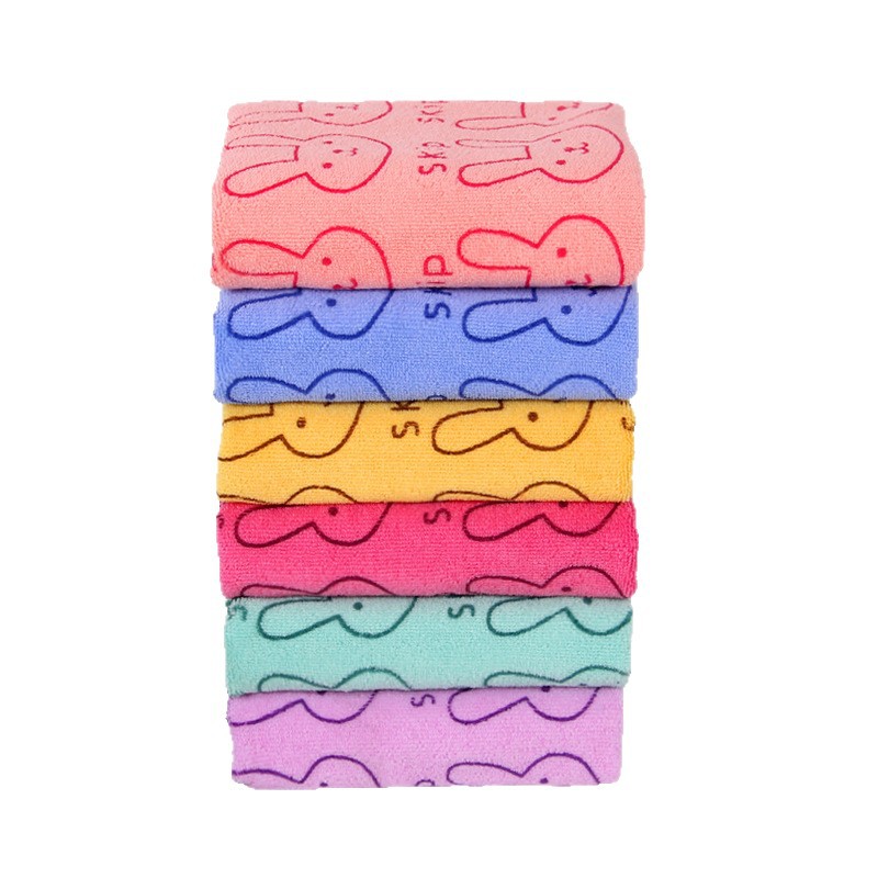 超细纤维卡通印花小方巾吸水幼儿园手帕儿童擦手巾小毛巾抹布批发白底实物图