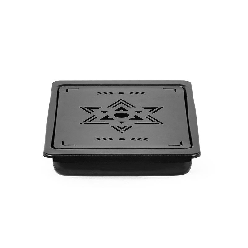 黑色方形几何盖子奶茶ps杯盖旋转瓶盖硅胶分装瓶一次性防漏饮料杯竹木杯盖