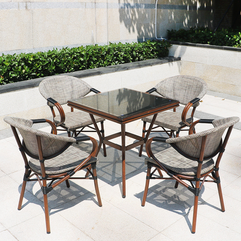 户外星巴克桌椅藤椅民宿庭院咖啡厅酒吧奶茶店阳台休闲外摆防水细节图