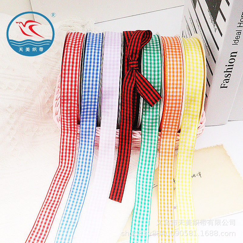 2CM checkered cake baking decoration, bow, diy materials, ribbon, checkered ribbon, gift packaging ribbon, ribbon Application Scenario
