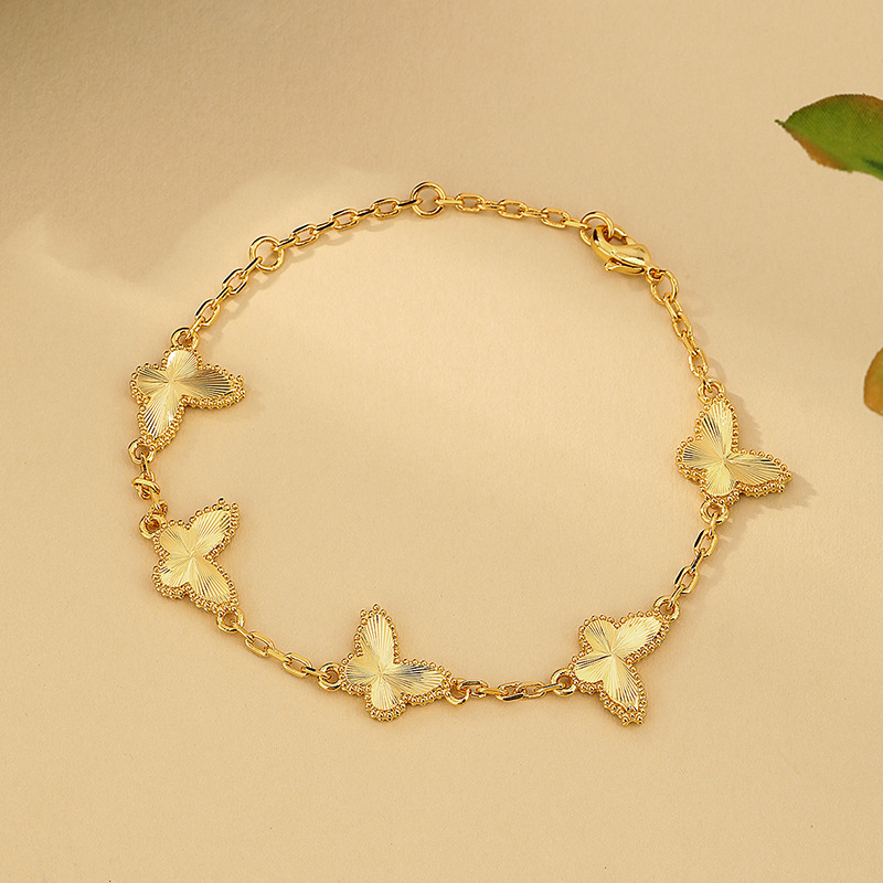 This 24k bright gold sparkling starry sky butterfly bracelet, the same style as the gold store, is a fashionable, versatile and high-end accessory for women full figure