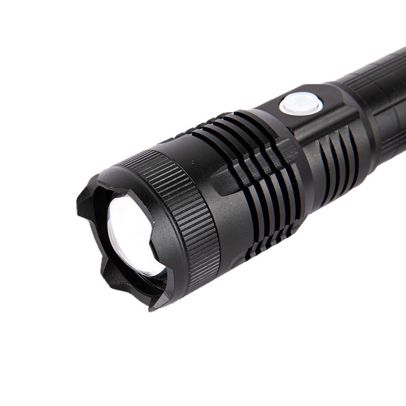 跨境新款XHP50强光手电户外防身铝合金大功率USB充电强光电筒P70白底实物图