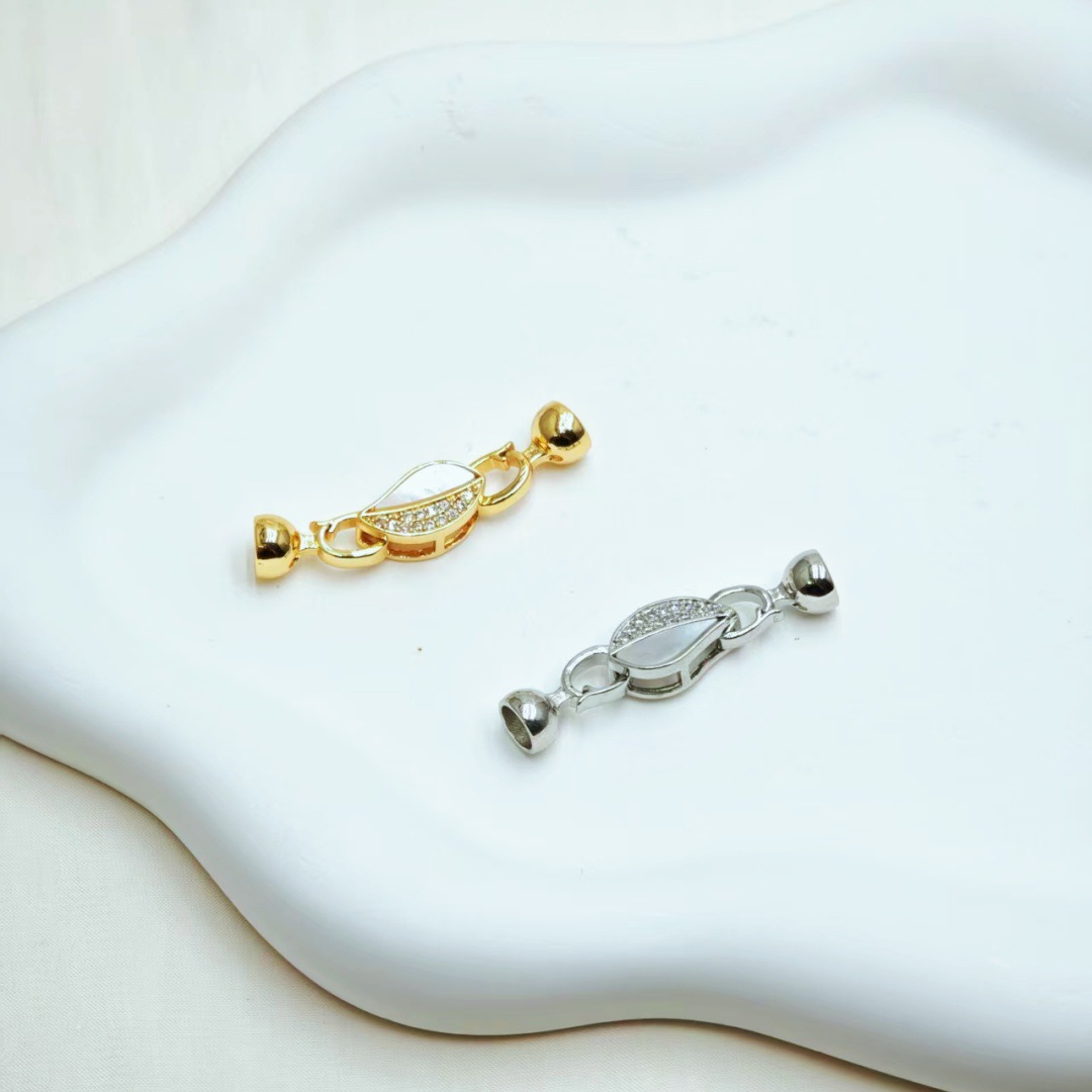 Gold-plated, color-preserving, and design-savvy zircon abalone with interlocking pearl buckles for DIY bracelet and necklace accessories details Picture