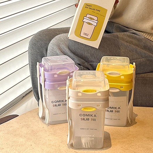 Comika portable Salad Cup, overnight oatmeal cup, spoon-equipped light food fat-reducing yogurt nut cup, takeout breakfast cup Specification image