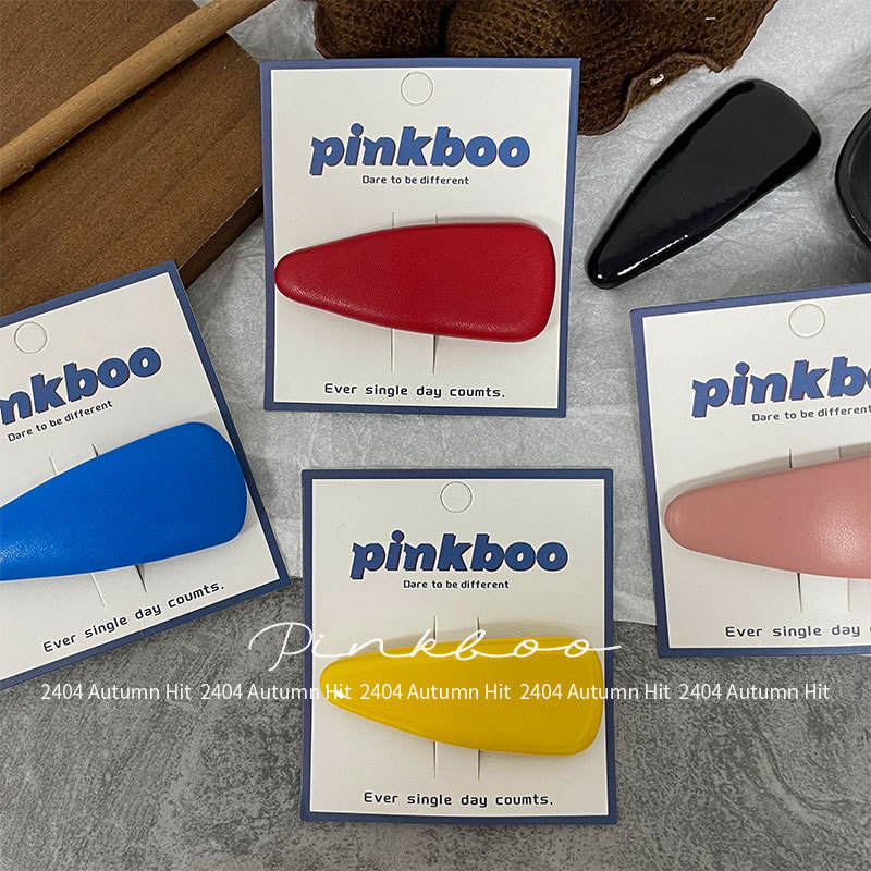 New Korean-style leather simple teardrop hair clip, children's fashion side wavy bangs clip, girl bye-bye hair accessory Specification image