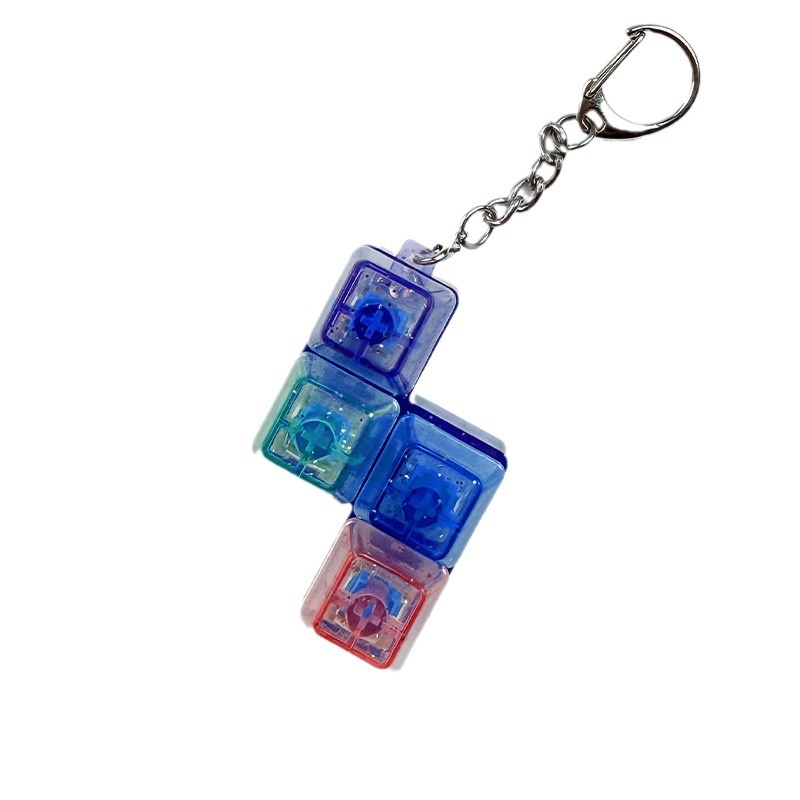 Tetris llavero llave llave de mérito llave mecánicamente iluminada colgante descompresión punta del dedo llavero de juguete Item Picture