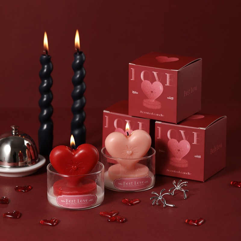 Cross-border aromatherapy candle cup Valentine's Day heart-shaped wax glass base Cup 520 Anniversary Photo Romantic wedding