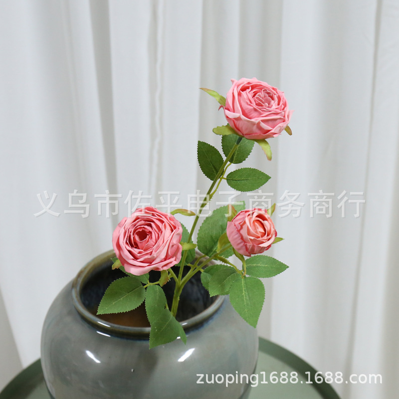 焦边玫瑰花火烤玫瑰仿真花高档客厅摆设家居装饰餐桌玄关摆件产品图