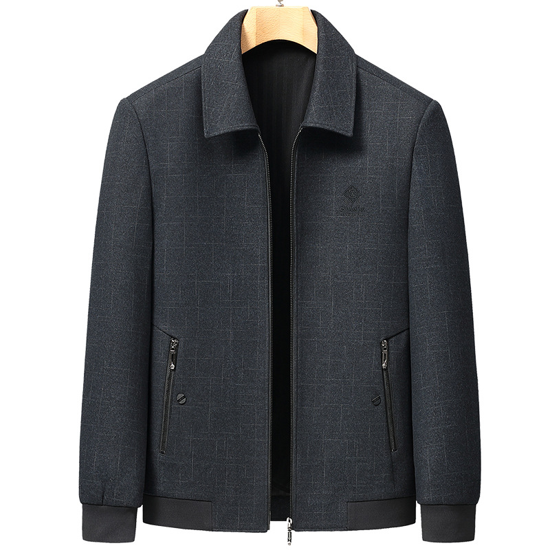 夹克男款爸爸春秋外套短款中老年男装茄克衫翻领百搭春装上衣新款