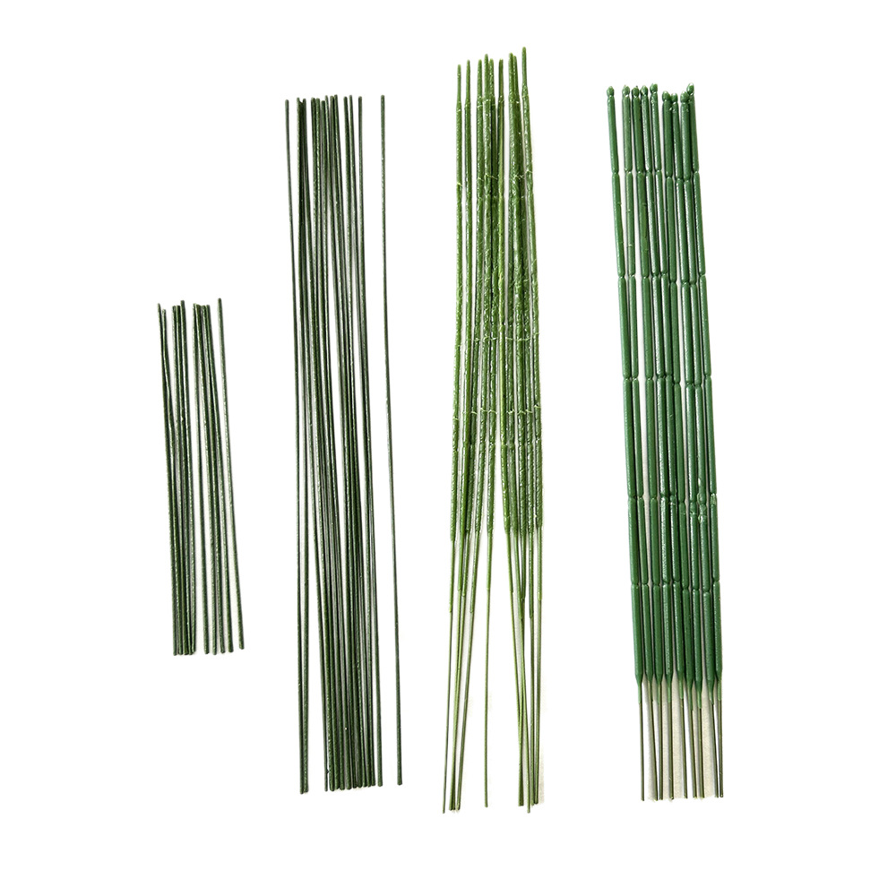 厂家批发花杆仿真丝网花塑料假花绢花香皂玫瑰花枝单支铁丝杆配件白底实物图