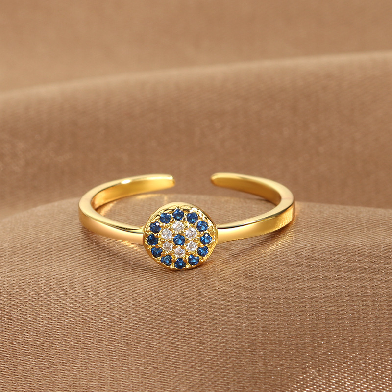 New copper-plated real gold cross-border jewelry, Devil's Eye Blue Eye Open ring, European and American jewelry manufacturer, one-piece consignment details Picture