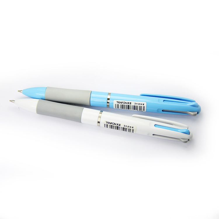 Wholesale Wenzhou Tianfeng multi-color l Ballpoint pens 5167 three-color plastic ballpoint pens, office ballpoint pens 48 pieces per box Specification drawing