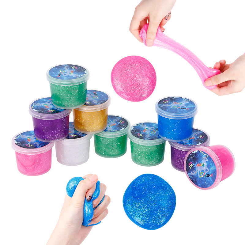 亚马逊爆款 星空水晶泥七彩小罐史莱姆混色起泡胶 slime 厂家批发产品图