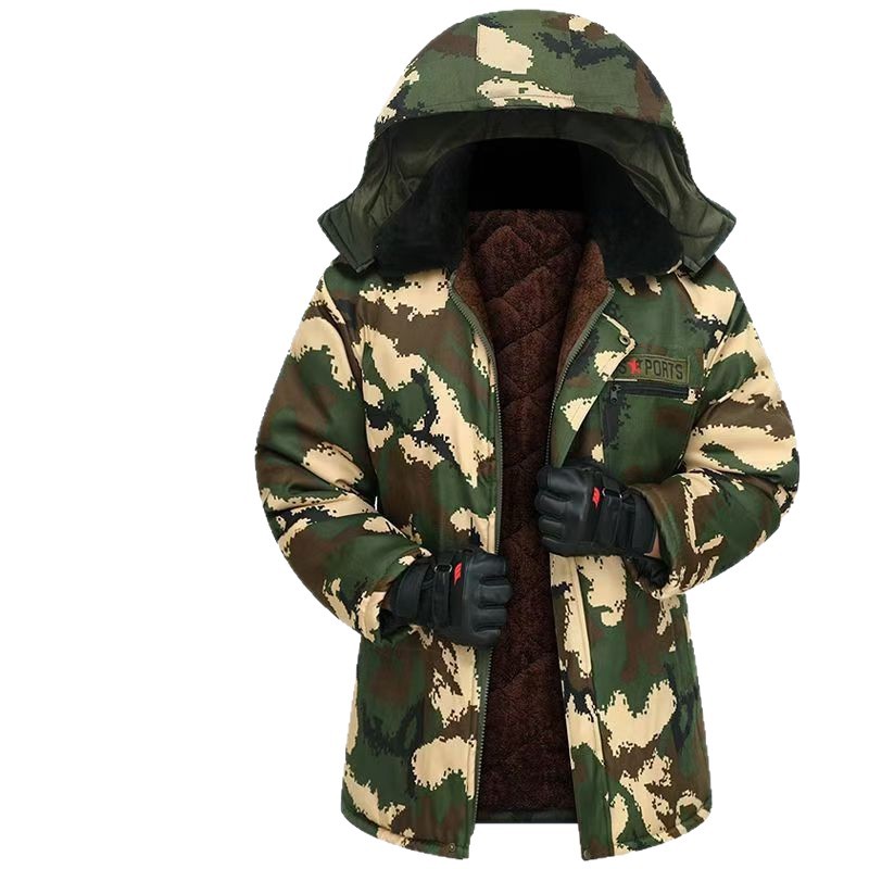 Winter labor protection cotton-padded clothing men's set, fleece and thickened work clothes, cotton-padded jackets and trousers, construction site cotton-padded jackets, cold storage work clothes