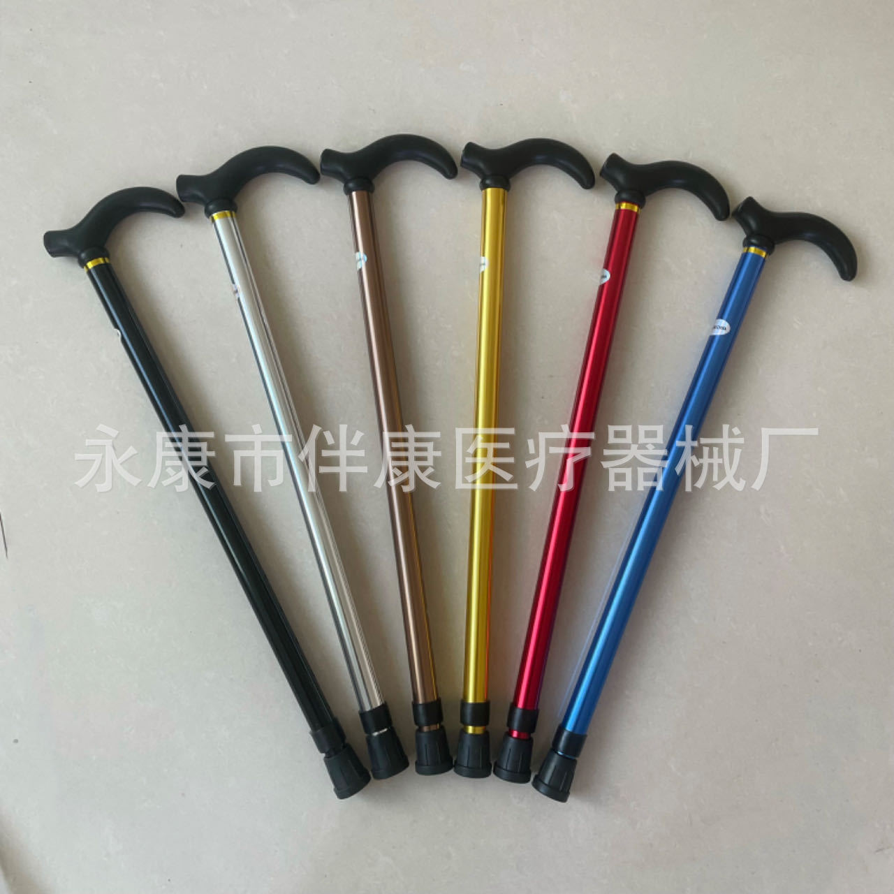 手杖铝合金两节6档伸缩户外老人杖长度可调节白底实物图