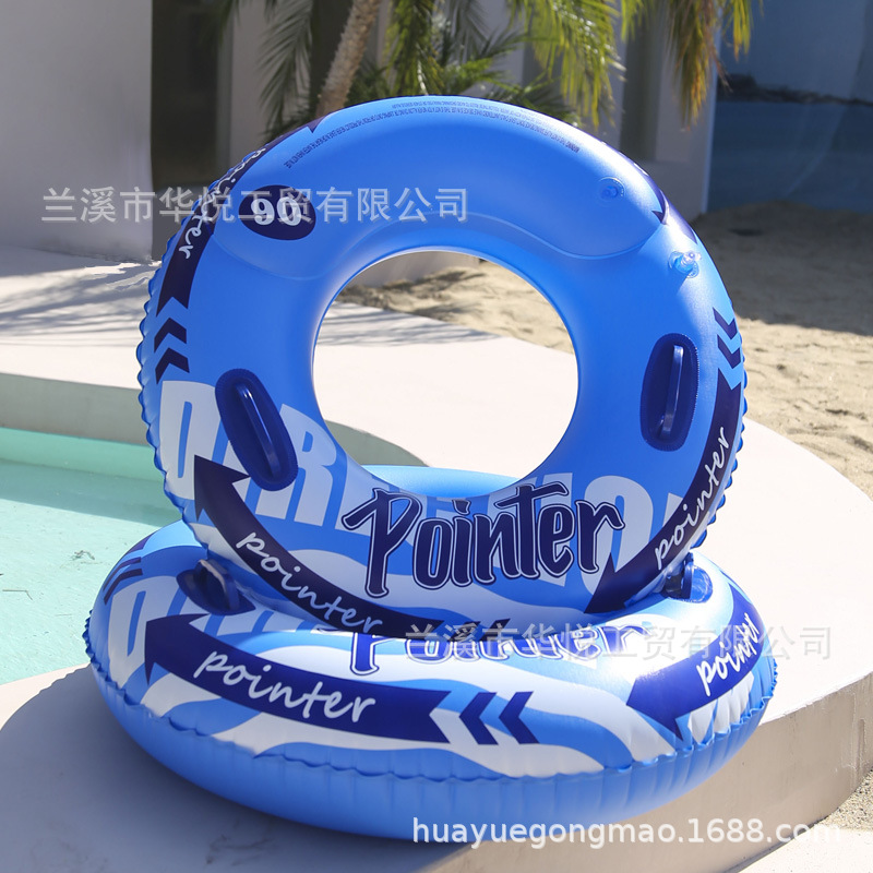 In-stock double-bag yellow checkered style swimming rings, enlarged and thickened adult eco-friendly PVC underarm rings, handlebar swimming rings Specification image