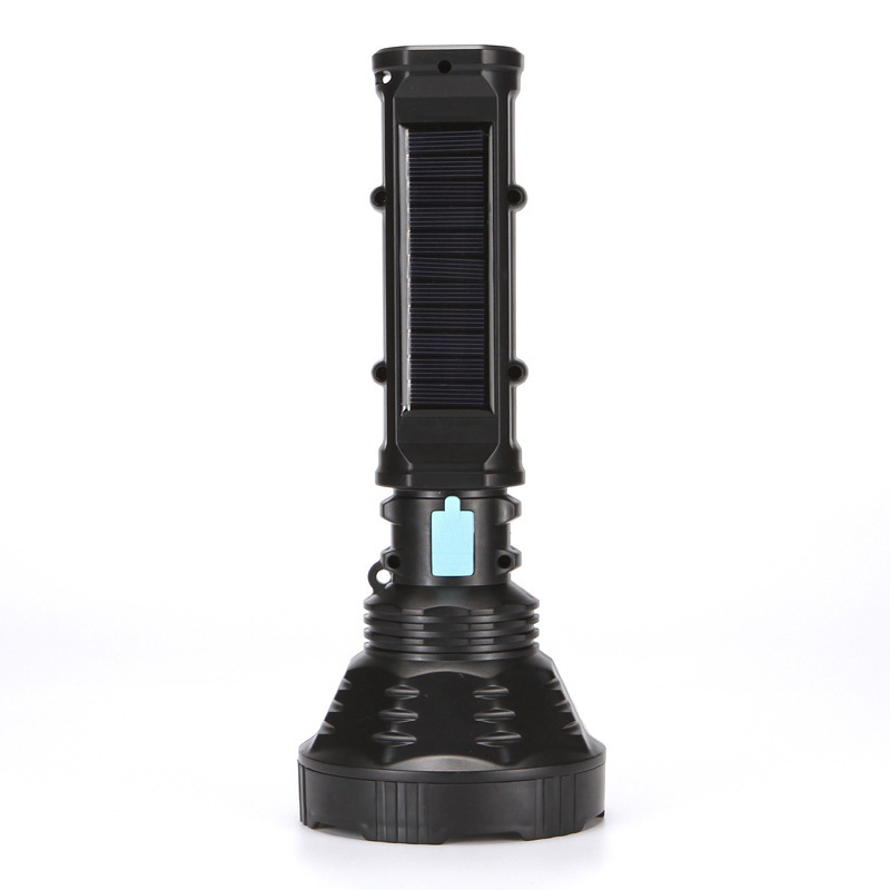 Cross-border handheld solar-powered flashlight, strong charging, long-range shooting, ultra-long battery life, outdoor emergency handheld flashlight