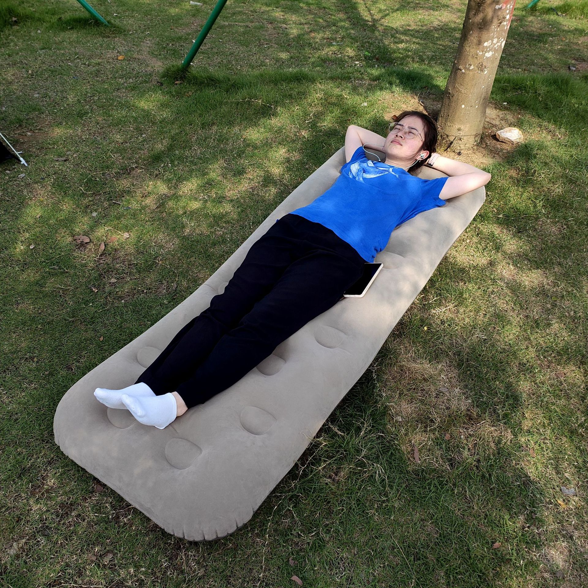 新款单人充气床垫户外露营充气垫便携加厚充气床室外帐篷睡垫地铺产品图