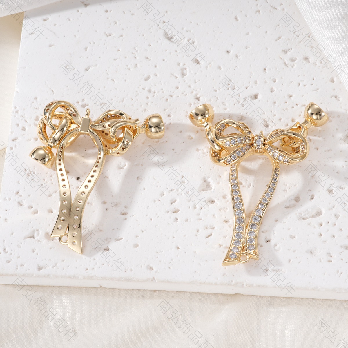18k color-preserving copper plated with real gold pearl necklace, zirconium bow, sweater chain, tassel, universal buckle DIY accessory Specification image