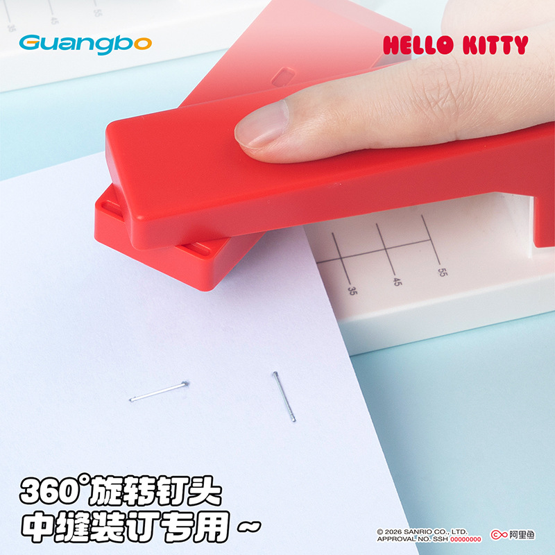 Guangbo Stationery's genuine Sanrio Hello Kitty rotary stapler, student KT stapler and stapler set Application Scenario