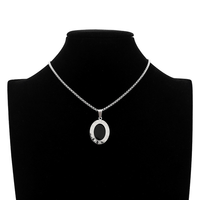 European and American jewelry titanium steel black oil-dripping pendant, unique punk retro trendy men stainless steel square pendant Application Scenario