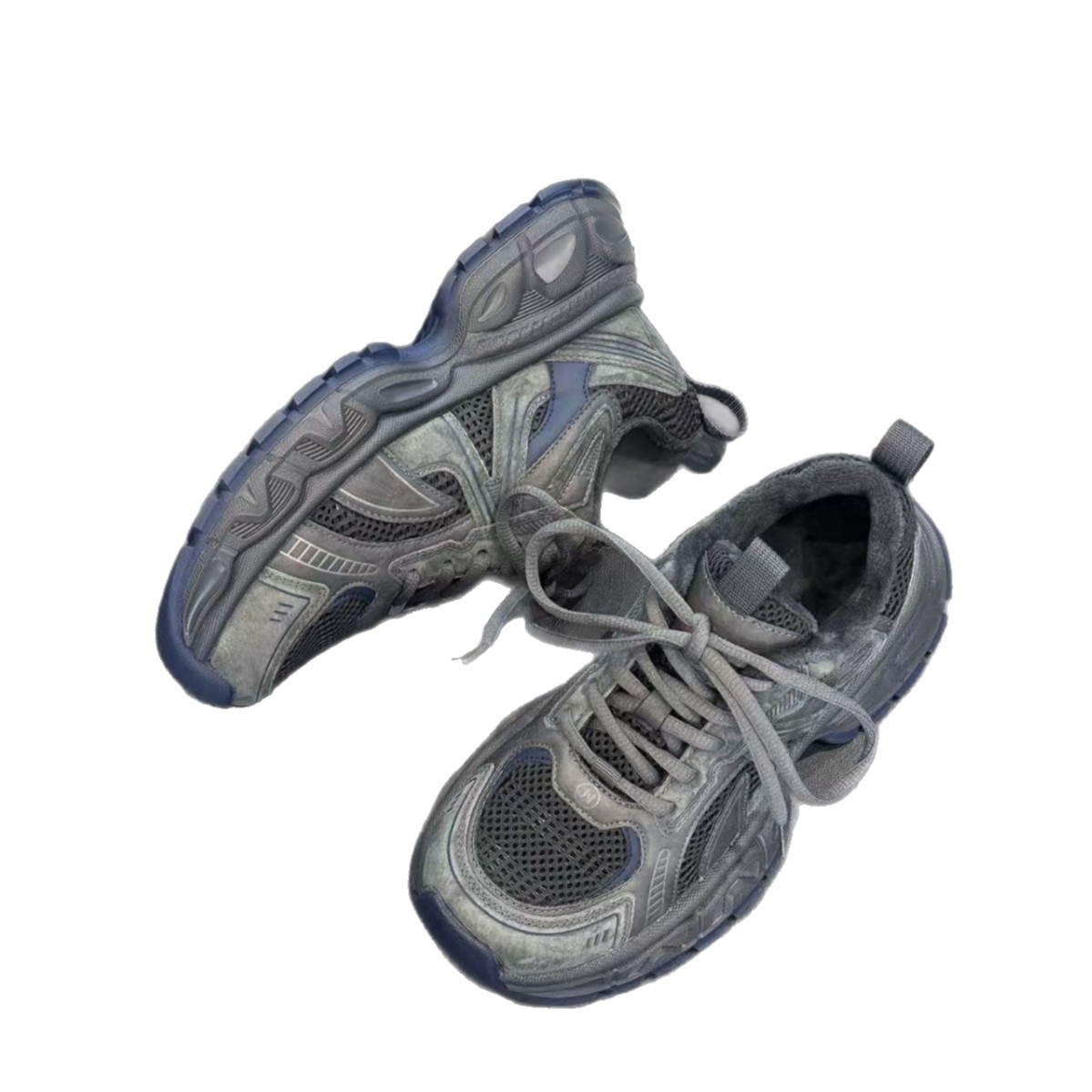 Fleece dad shoes for women 2025 autumn/Winter new retro genuine leather sports casual shoes, versatile thick-soled color-blocking running shoes Item Picture