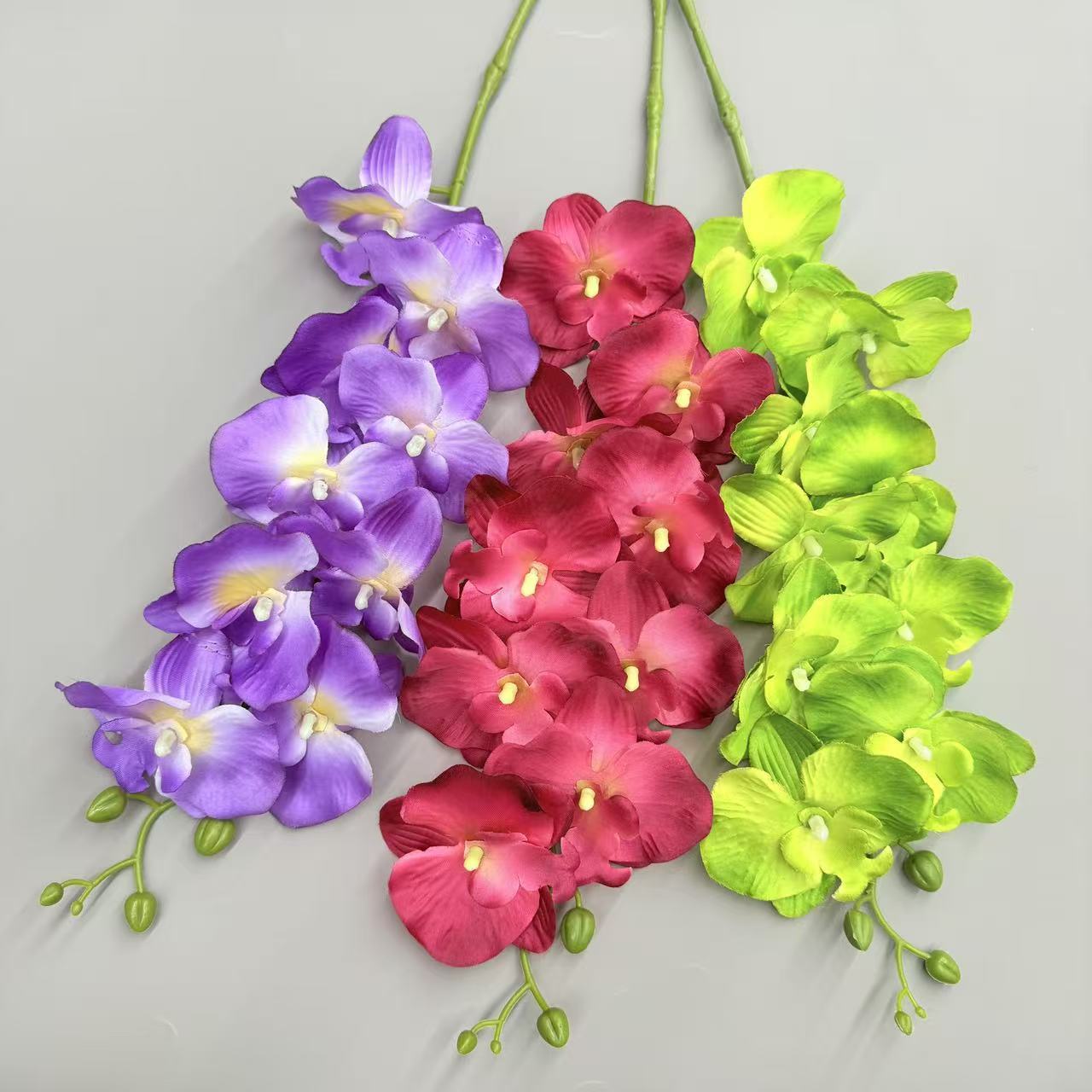 跨境仿真蝴蝶兰9头绢布客厅插花仿真花婚庆路引布景吊顶假花批发产品图